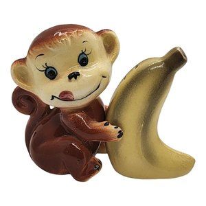 Vintage 1960s Monkey and Banana Salt and Pepper Shaker Set